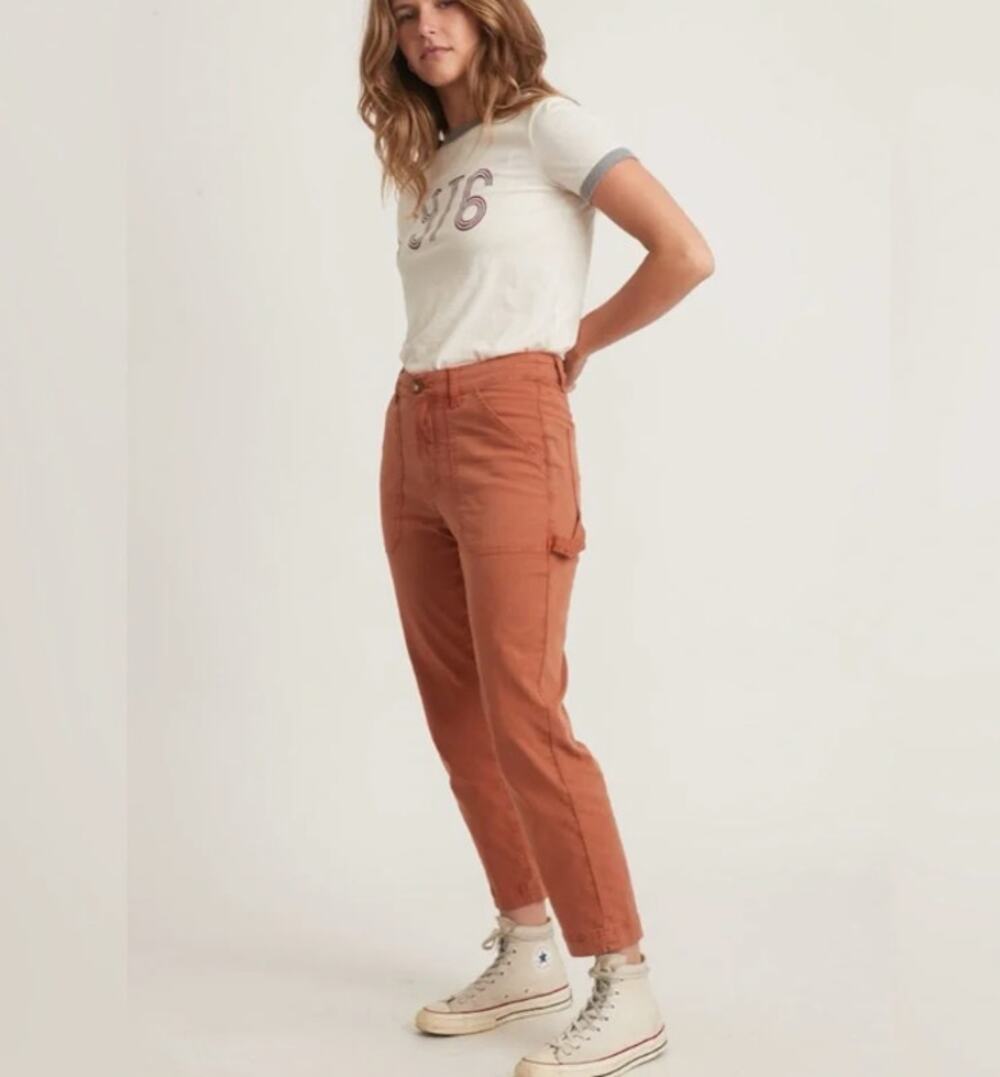 Marine Layer Womens Maya Slim Straight Leg Utility Pant Chino Amber Brown Size 4